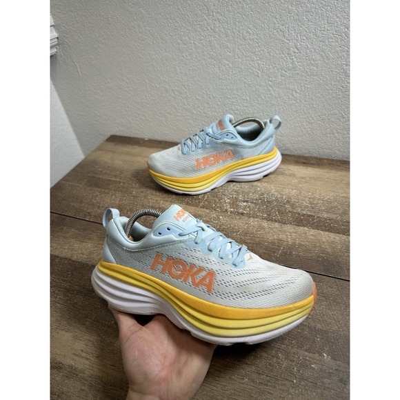 Hoka One One Bondi 8 Shoes Womens Size 9D Blue Athletic Running Sneakers - Picture 1 of 8